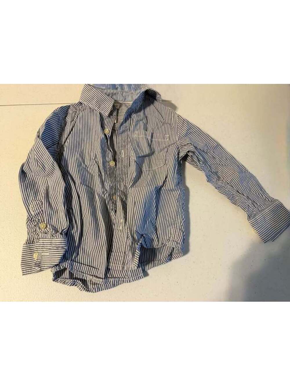 Carter's 2T Blue and White Striped Button-Down Shirt